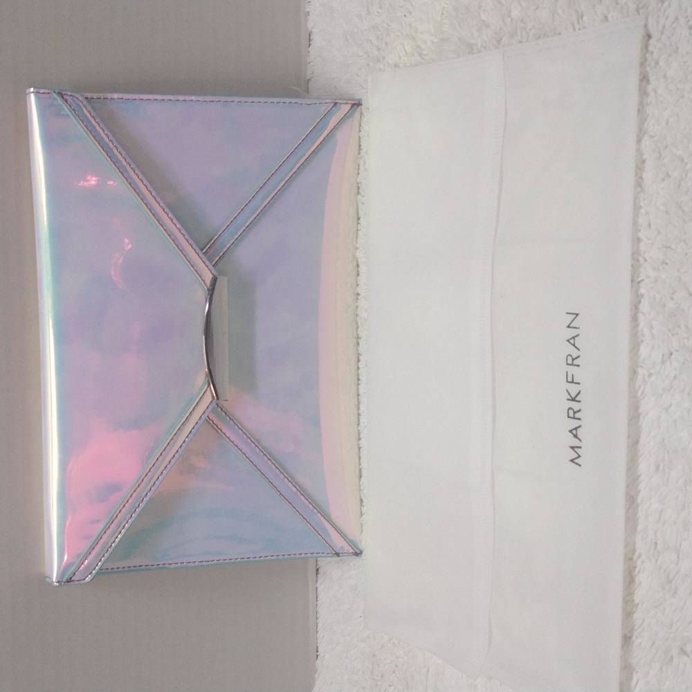 Mark Fran Silver Holographic Clutch Purse NWT#6